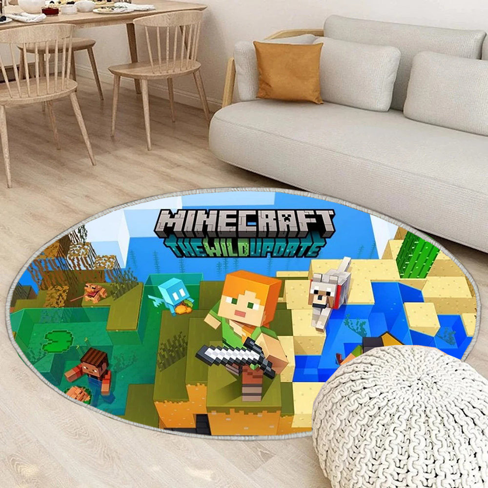 World Gamer rufen zur Rettung von Minecraft auf Teppich Rund, Teppiche - Outdoor Teppich Rund, Teppich Wohnzimmer, Carpet, Rug