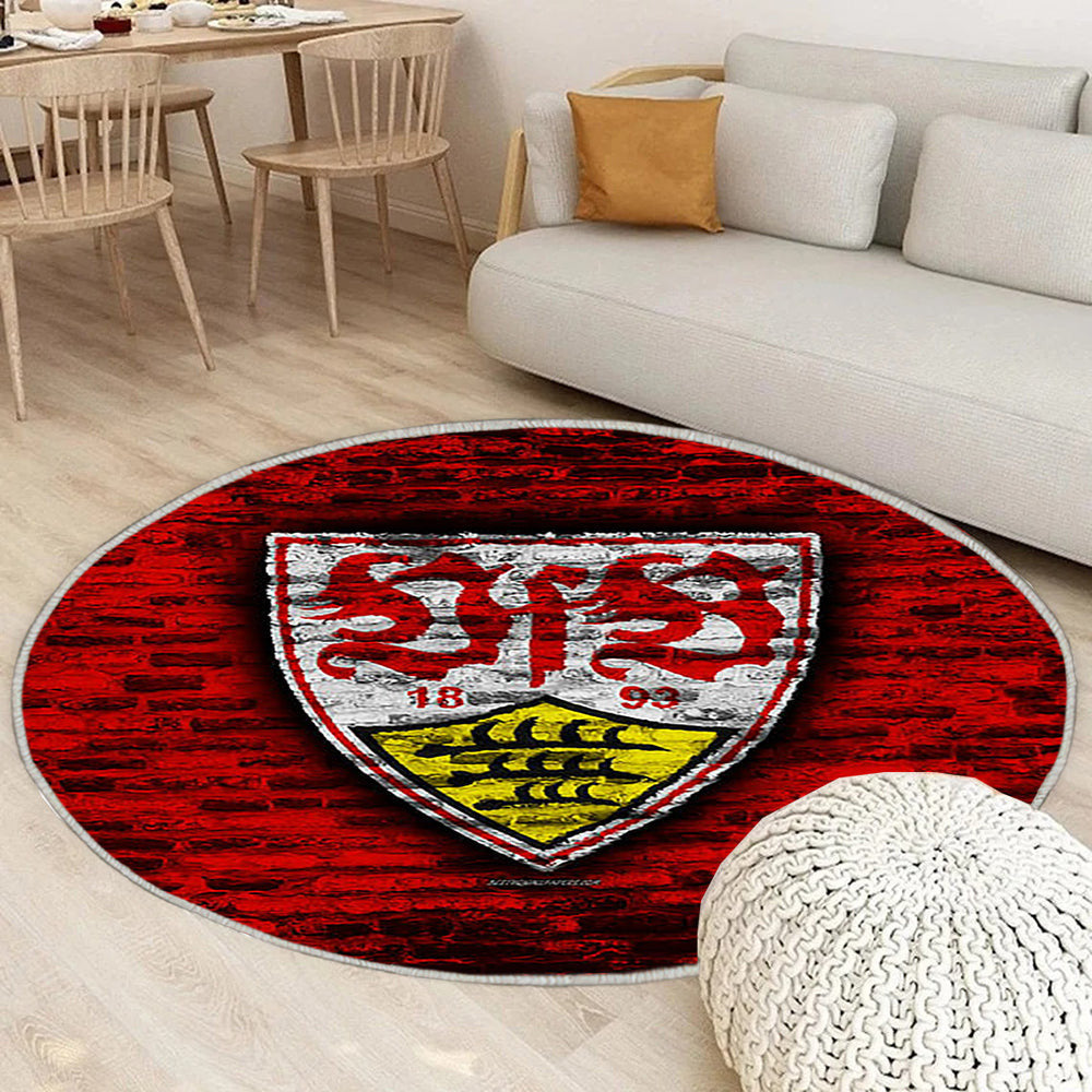 Vfb Stuttgart Fc Teppich Rund, Teppiche - Rote Backsteinmauer Outdoor Teppich Rund, Teppich Wohnzimmer, Carpet, Rug