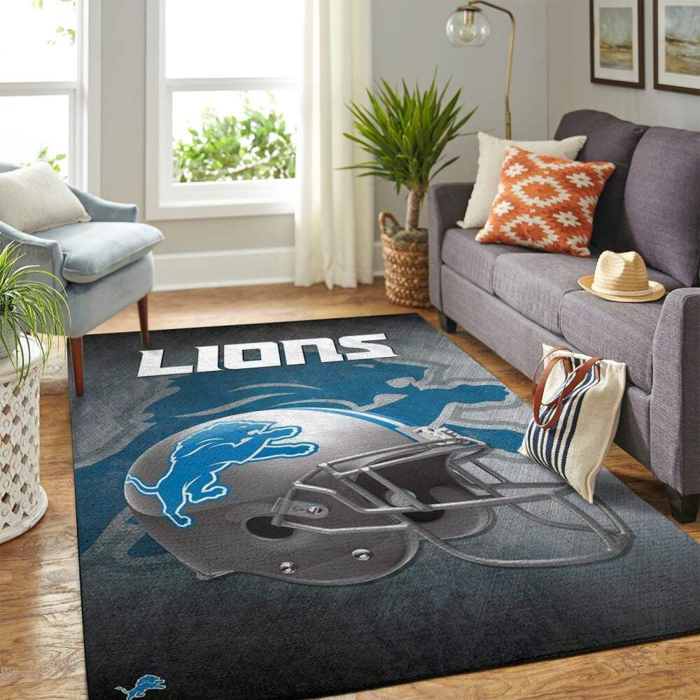 Detroit Lions Nfl Area Team Helm Sport Teppich, Teppiche - Outdoor Teppich, Teppich Wohnzimmer, Küchenteppich, Kinderzimmer, Modern