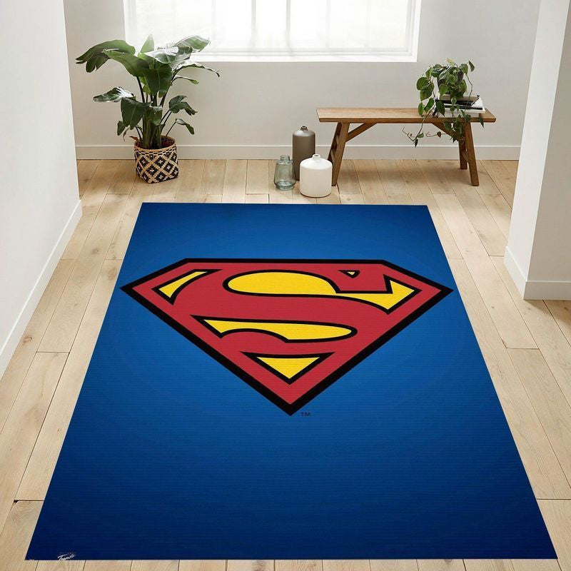 DC Comics Superman-Schild Teppich, Teppiche - Outdoor Teppich, Teppich Wohnzimmer, Küchenteppich, Kinderzimmer, Modern