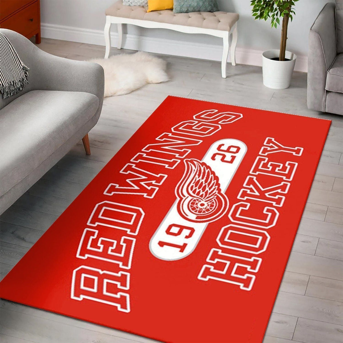 Detroit Red Wings Bereich Nhl Hockey Teppich, Teppiche - Outdoor Teppich, Teppich Wohnzimmer, Küchenteppich, Kinderzimmer, Modern