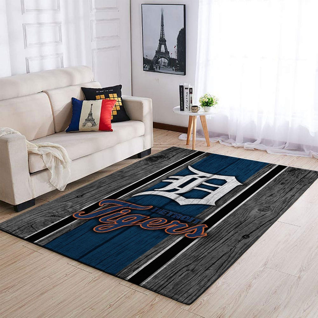 Detroit Tigers Mlb Area Baseball Team Logo im Holzstil Teppich, Teppiche - Outdoor Teppich, Teppich Wohnzimmer, Küchenteppich, Kinderzimmer, Modern