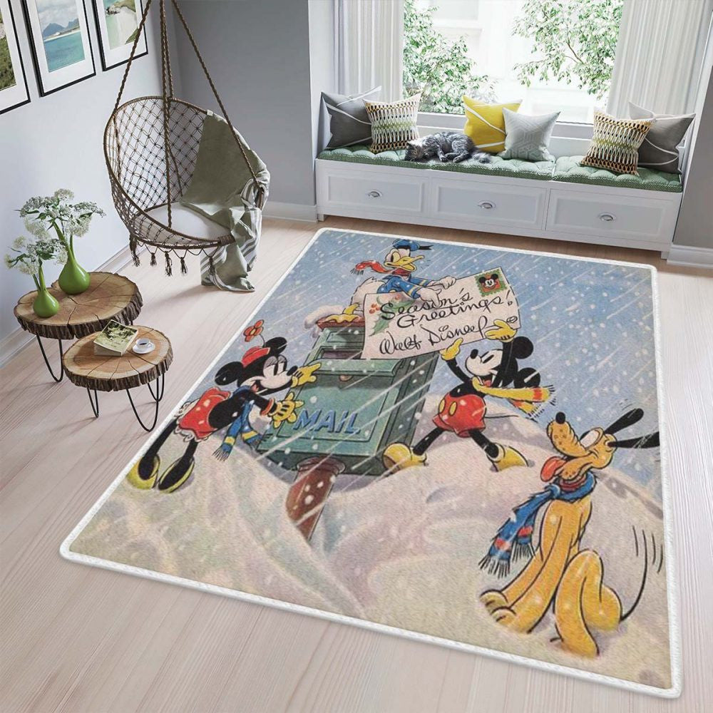 Disney Mickey Weihnachten Winter Teppich, Teppiche - Outdoor Teppich, Teppich Wohnzimmer, Küchenteppich, Kinderzimmer, Modern
