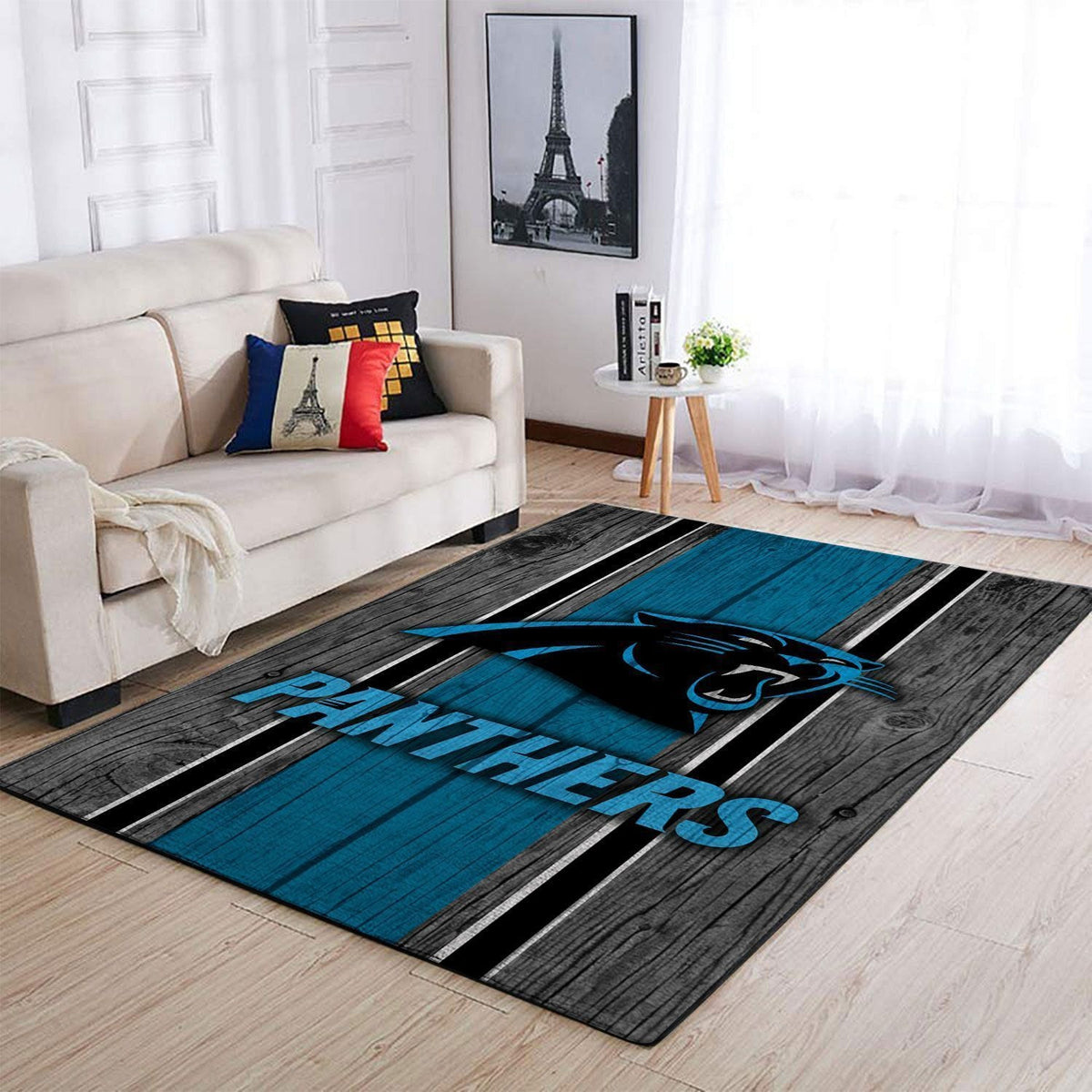 Carolina Panthers Nfl Area Football Team Logo im Holzstil Teppich, Teppiche - Outdoor Teppich, Teppich Wohnzimmer, Küchenteppich, Kinderzimmer, Modern