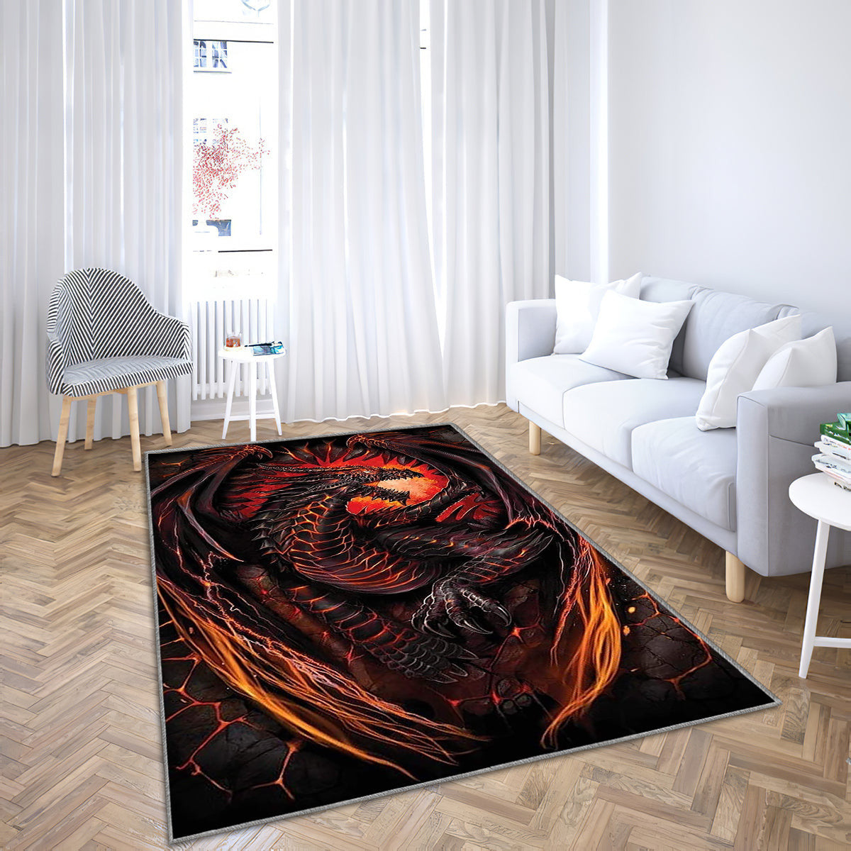 Drachen Teppich, Teppiche - Feuer Outdoor Teppich, Teppich Wohnzimmer, Küchenteppich, Kinderzimmer, Modern