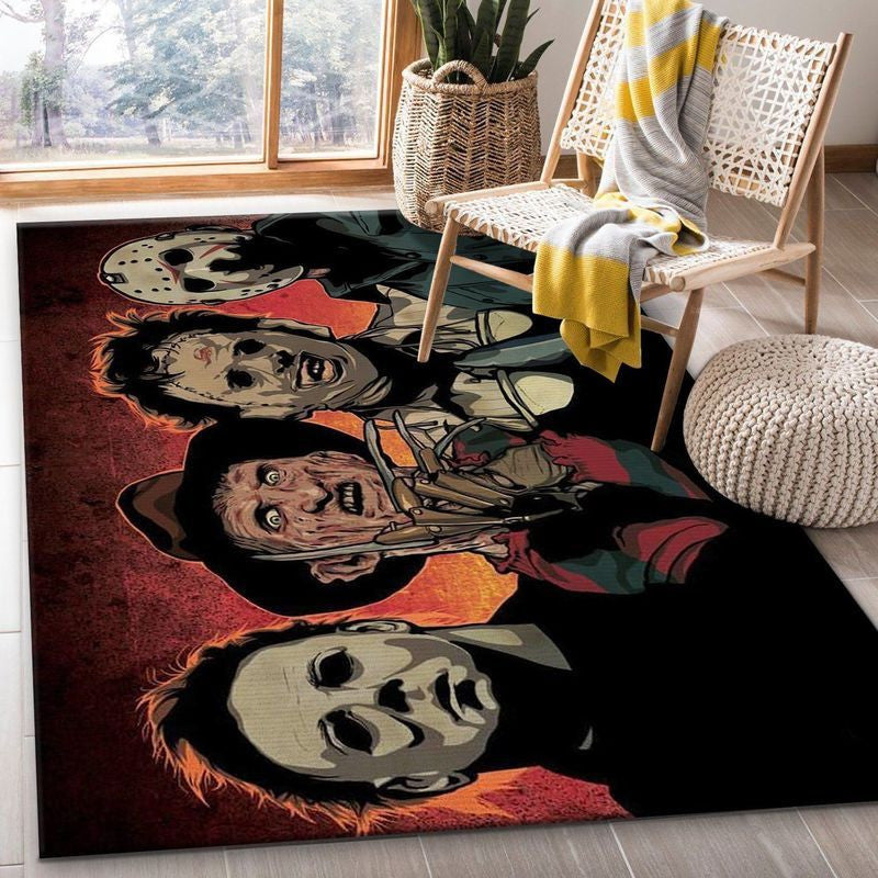 Freddy Krueger Jason Voorhees Michael Myers Leatherface Halloween 2 Teppich, Teppiche - Outdoor Teppich, Teppich Wohnzimmer, Küchenteppich, Kinderzimmer, Modern