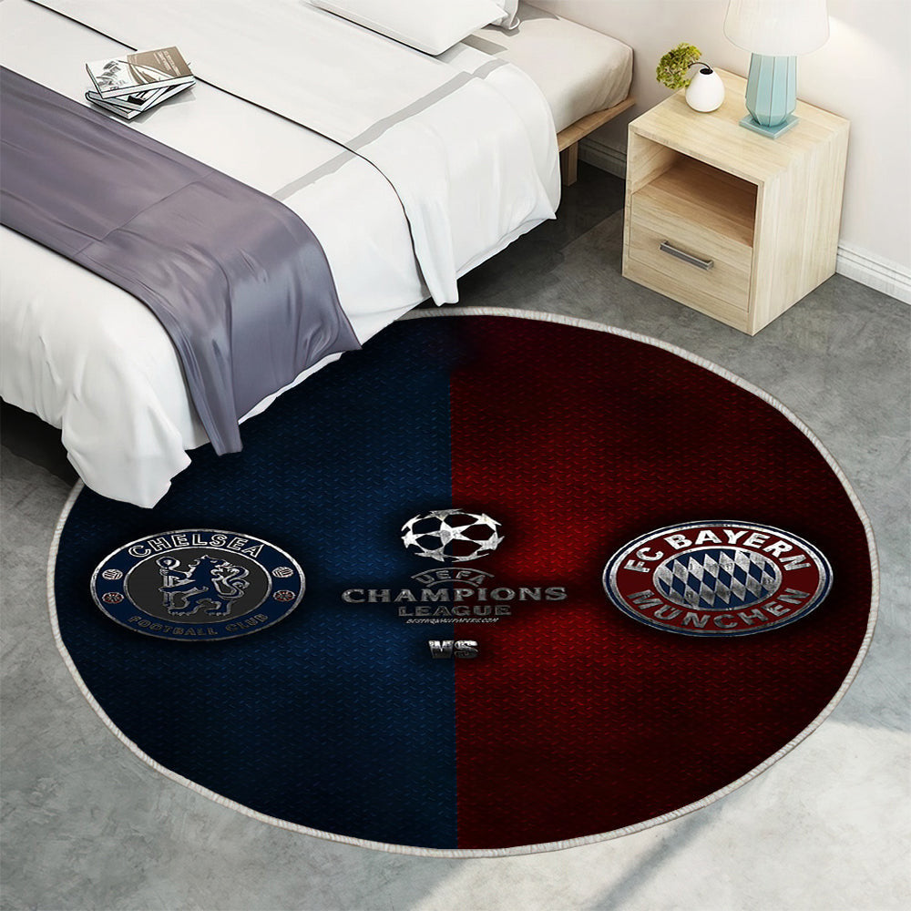 FC Chelsea gegen Bayern München Teppich Rund, Teppiche - UEFA Champions League Outdoor Teppich Rund, Teppich Wohnzimmer, Carpet, Rug
