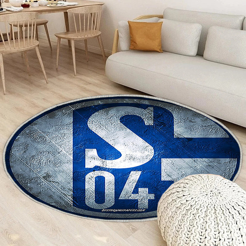 Schalke 04 Teppich Rund, Teppiche - Deutscher Fußballverein Outdoor Teppich Rund, Blauer Stein Teppich Wohnzimmer, Carpet, Rug