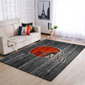 Cleveland Browns Nfl Team Logo Grey Area Sport im Holzstil Teppich, Teppiche - Outdoor Teppich, Teppich Wohnzimmer, Küchenteppich, Kinderzimmer, Modern