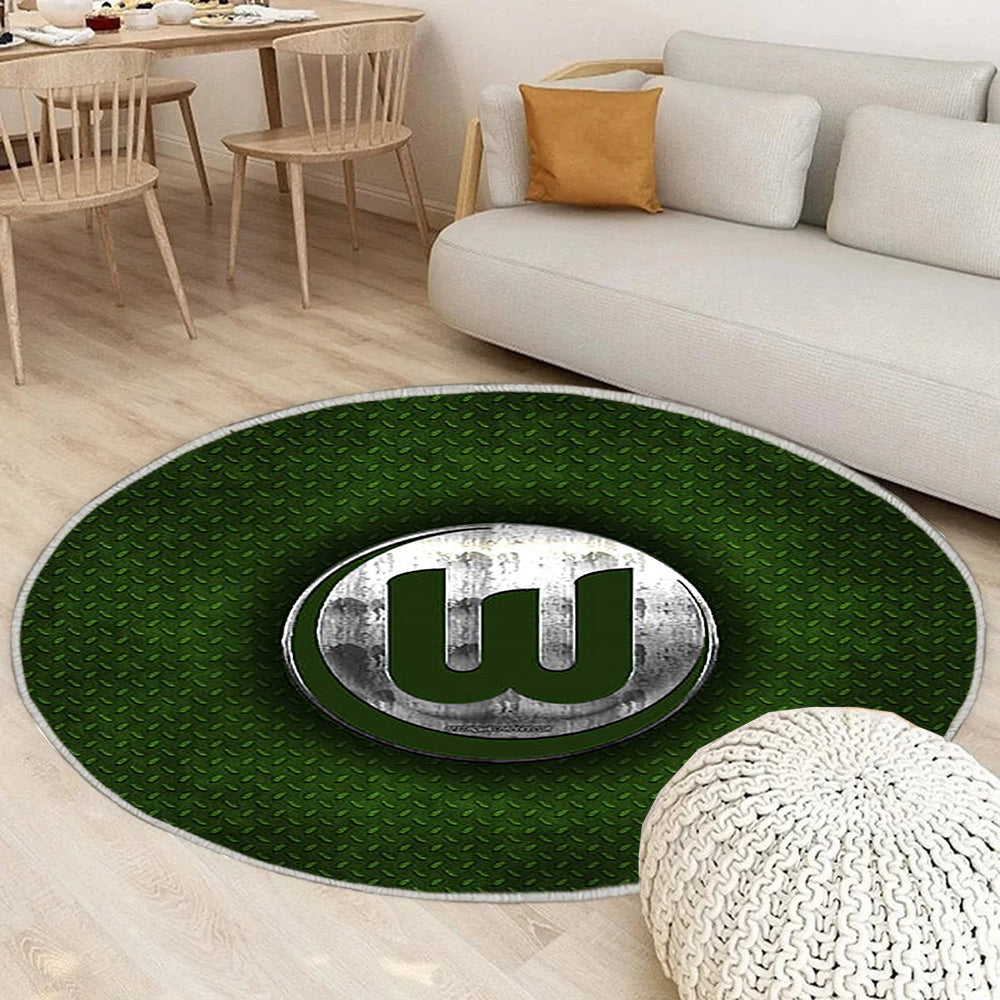 Vfl Wolfsburg Teppich Rund, Teppiche - Deutscher Fußballverein Outdoor Teppich Rund, Grüner Metalleffekt Teppich Wohnzimmer, Carpet, Rug