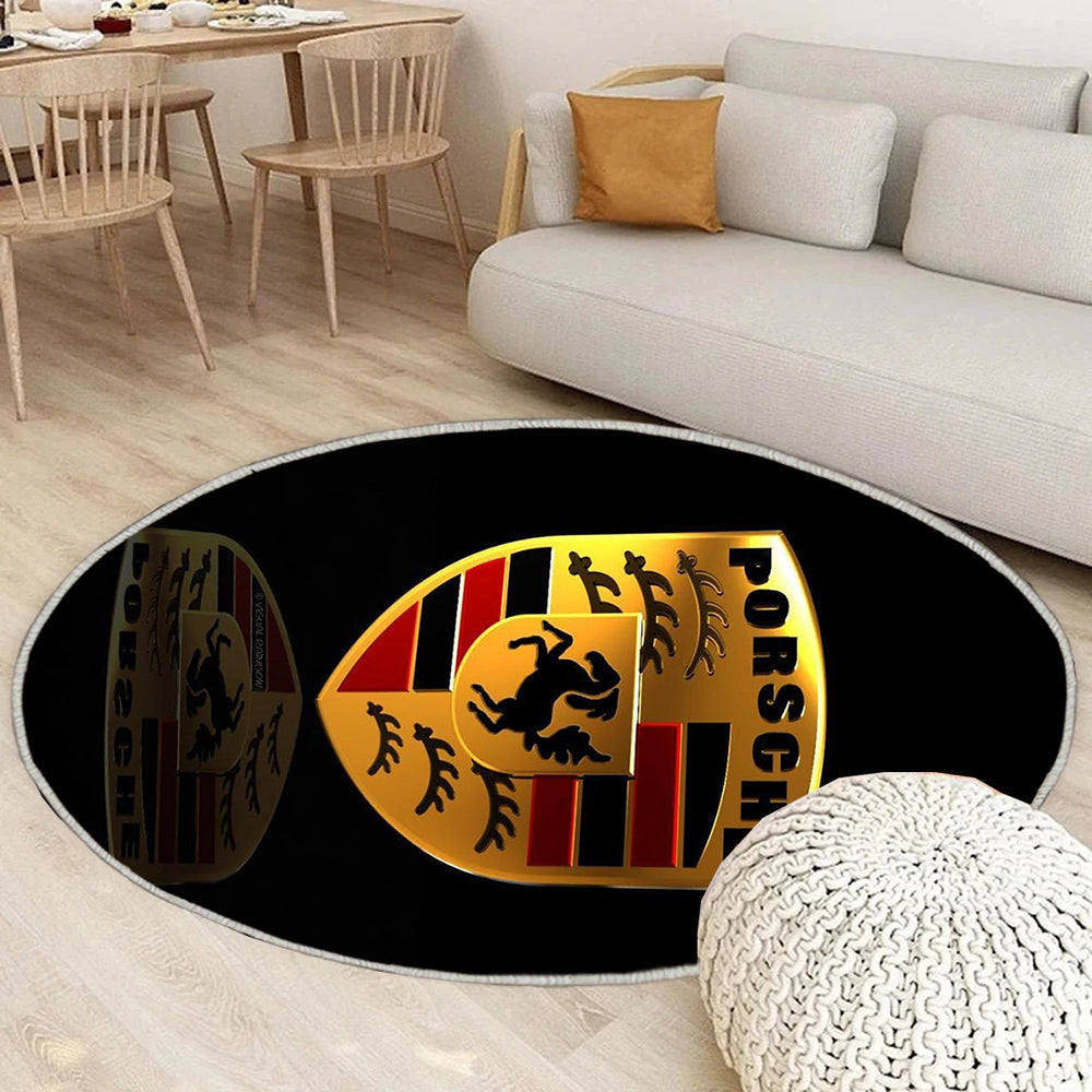 Porsche Teppich Rund, Teppiche - Logo Outdoor Teppich Rund, Porsche Logo Teppich Wohnzimmer, Carpet, Rug