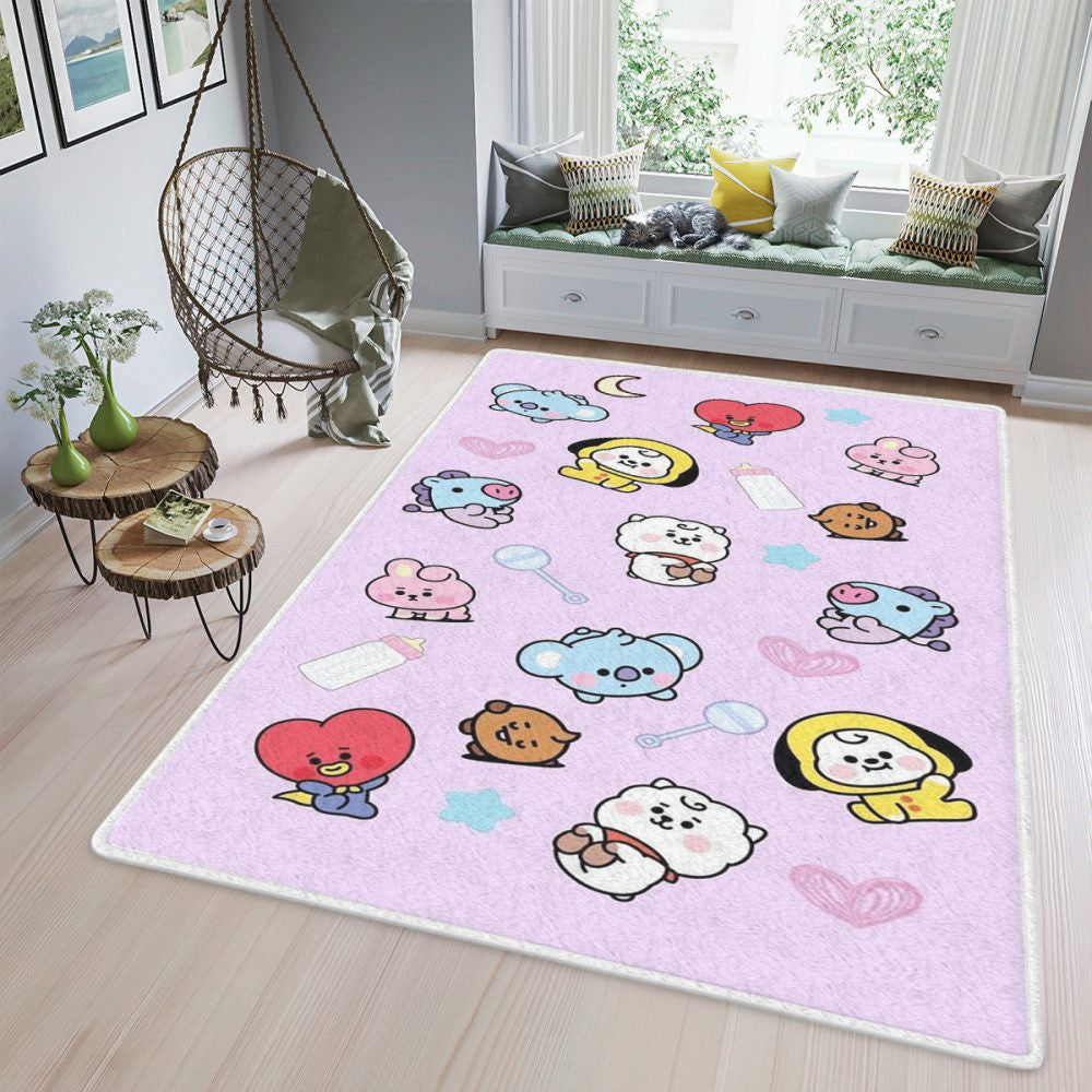 Bts Bt21 Bangtan Army Fan Cartoon So süßes Weihnachts-Bts-Geschenk für Fan Teppich, Teppiche - Outdoor Teppich, Teppich Wohnzimmer, Küchenteppich, Kinderzimmer, Modern