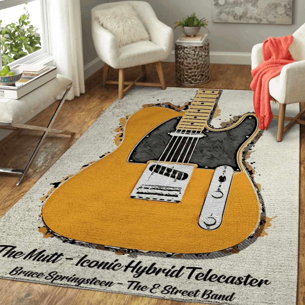 Bruce Springsteen The Mutt Ikonische Hybrid-Tecaster Teppich, Teppiche - Outdoor Teppich, Teppich Wohnzimmer, Küchenteppich, Kinderzimmer, Modern