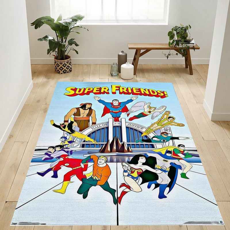 DC Comics Tv Super-Freunde-Team Teppich, Teppiche - Outdoor Teppich, Teppich Wohnzimmer, Küchenteppich, Kinderzimmer, Modern