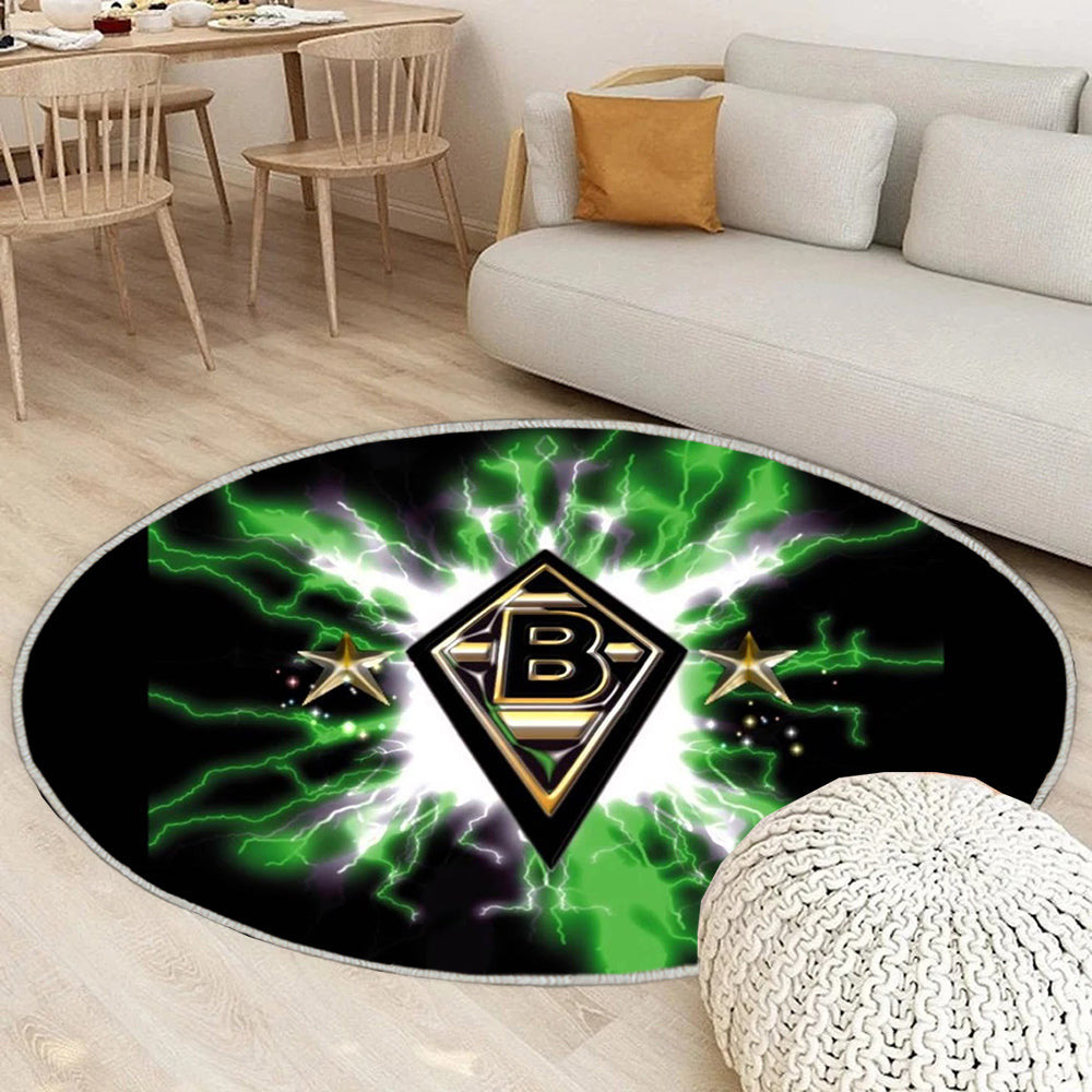 Donner Borussia Mönchengladbach Teppich Rund, Teppiche - Outdoor Teppich Rund, Teppich Wohnzimmer, Carpet, Rug