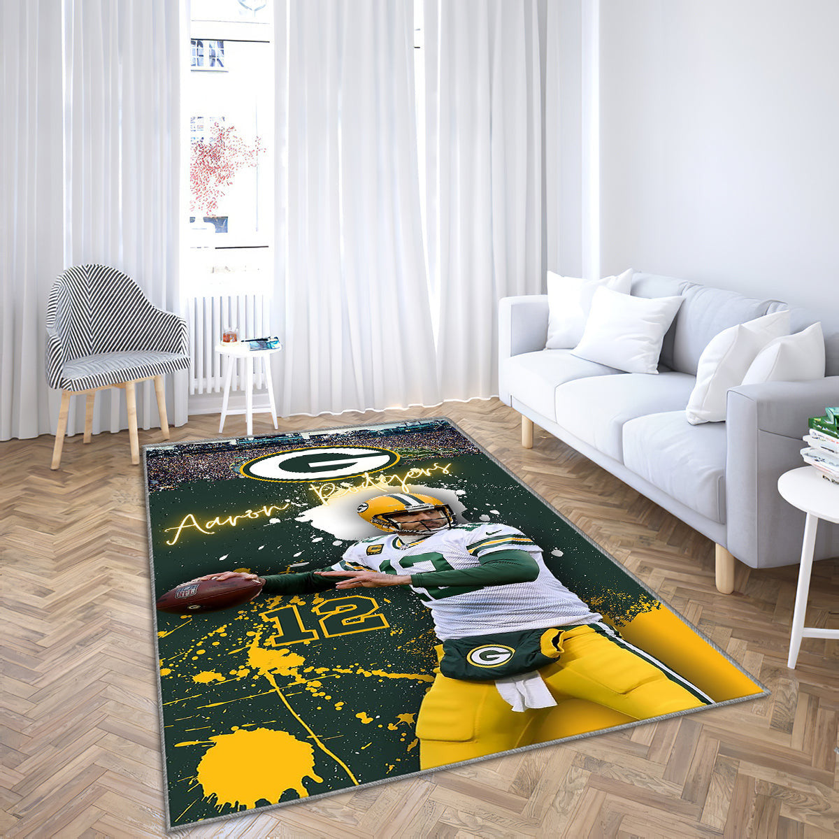 Aaron Rodgers Teppich, Teppiche - Fußball Outdoor Teppich, grüne Bucht Teppich Wohnzimmer, Küchenteppich, Kinderzimmer, Modern