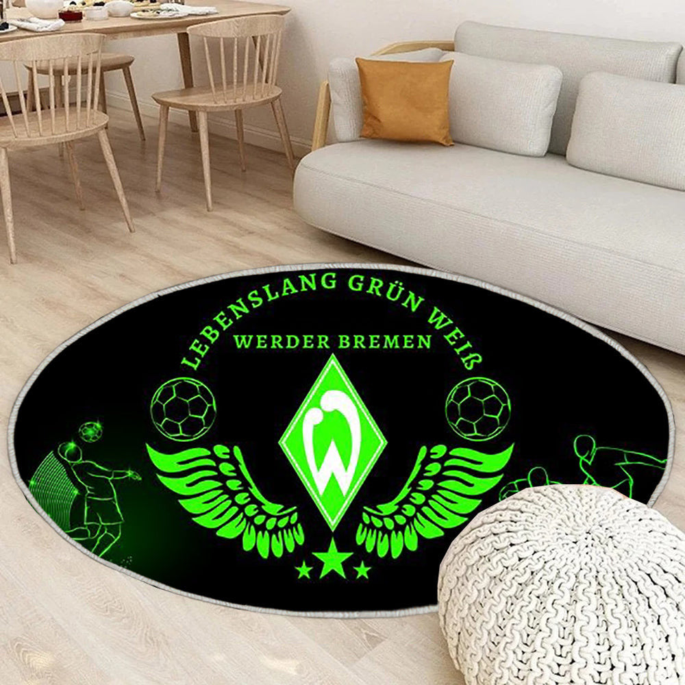Werder Bremen Design Teppich Rund, Teppiche - Outdoor Teppich Rund, Teppich Wohnzimmer, Carpet, Rug