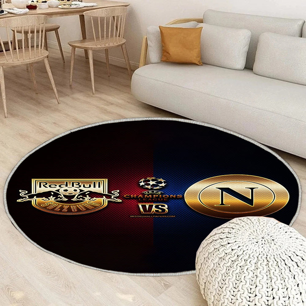 RB Salzburg gegen Neapel Teppich Rund, Teppiche - Gruppe E Outdoor Teppich Rund, UEFA Champions League Teppich Wohnzimmer, Carpet, Rug
