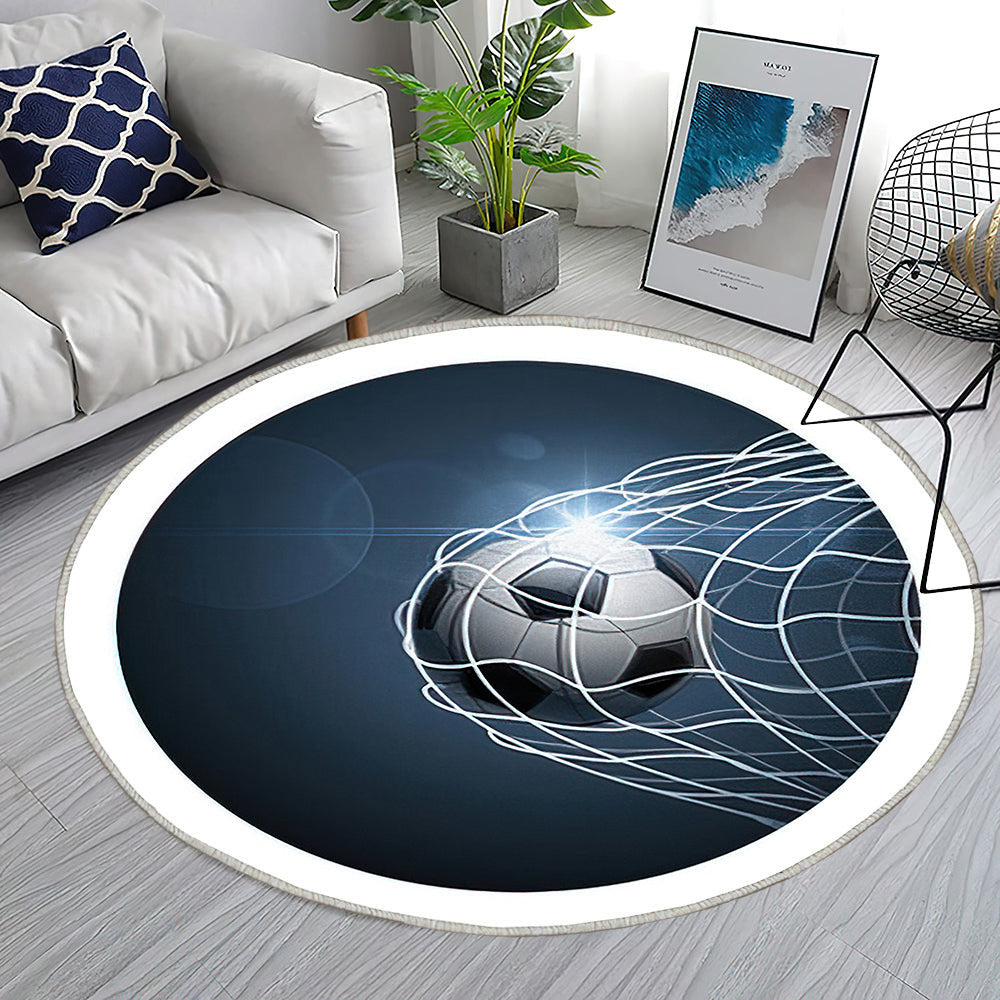 Fußball im Tor. Vektor Teppich Rund, Teppiche - Outdoor Teppich Rund, Teppich Wohnzimmer, Carpet, Rug
