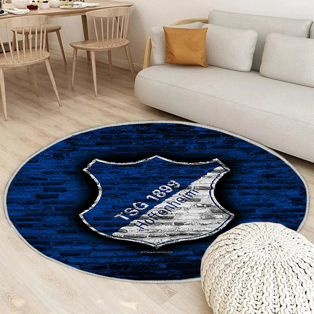 Tsg 1899 Hoffenheim Fc Teppich Rund, Teppiche - Blaue Ziegelwand Outdoor Teppich Rund, Fußball Teppich Wohnzimmer, Carpet, Rug