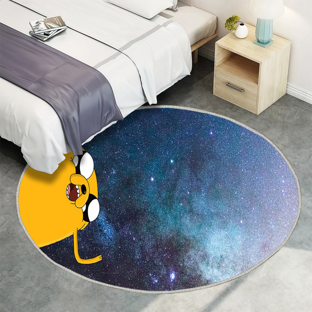 Jake der Hund Teppich Rund, Teppiche - Abenteuer Zeit Outdoor Teppich Rund, Kunst Teppich Wohnzimmer, Carpet, Rug