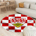 Vfb Stuttgart Teppich Rund, Teppiche - Rot Weiß Karierte Flagge Outdoor Teppich Rund, Emblem Teppich Wohnzimmer, Carpet, Rug