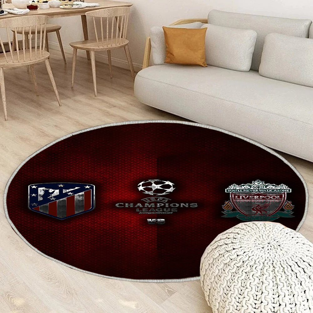 Atlético Madrid gegen Liverpool FC Teppich Rund, Teppiche - Outdoor Teppich Rund, Teppich Wohnzimmer, Carpet, Rug