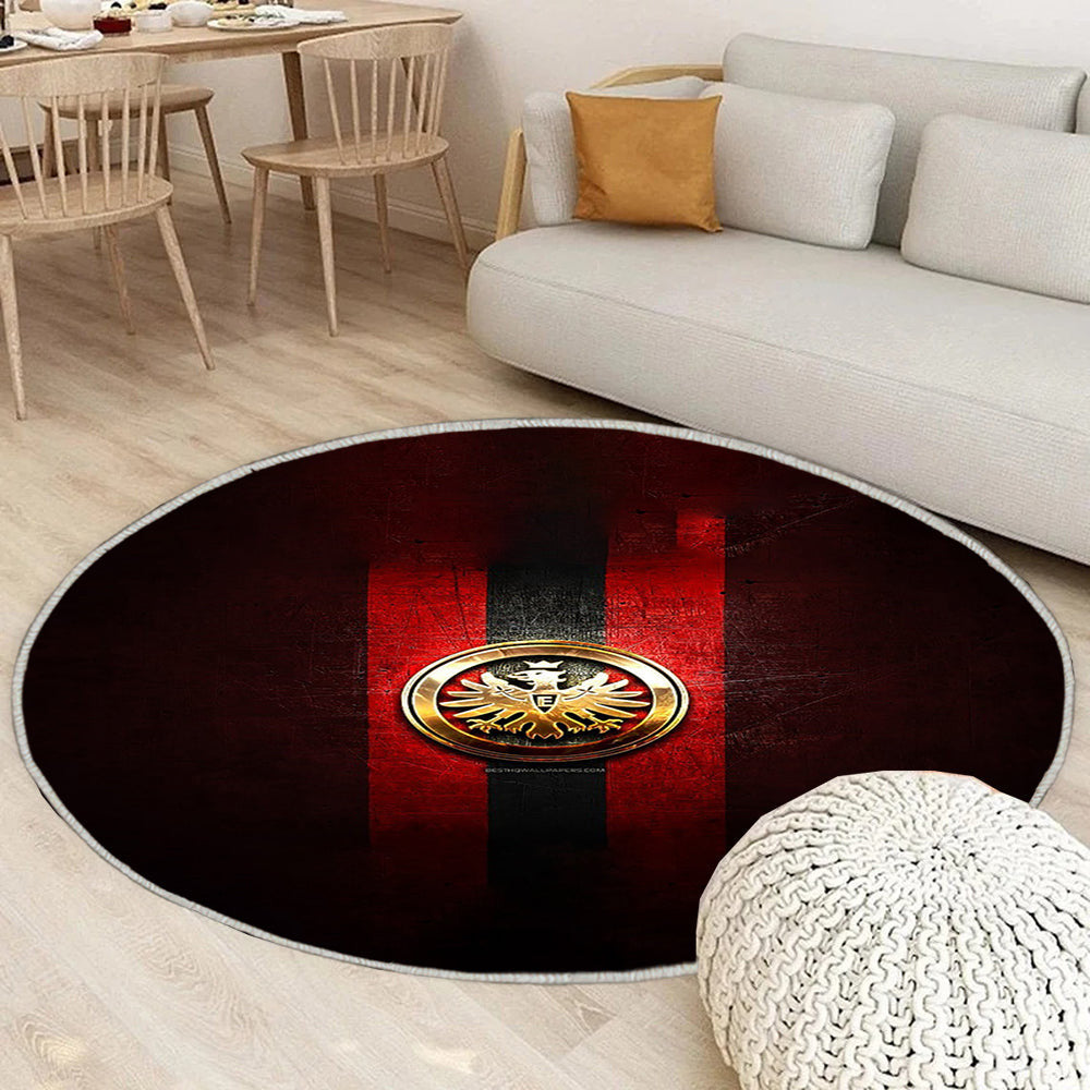 Eintracht Frankfurt Teppich Rund, Teppiche - goldenes Logo Outdoor Teppich Rund, Bundesliga Teppich Wohnzimmer, Carpet, Rug