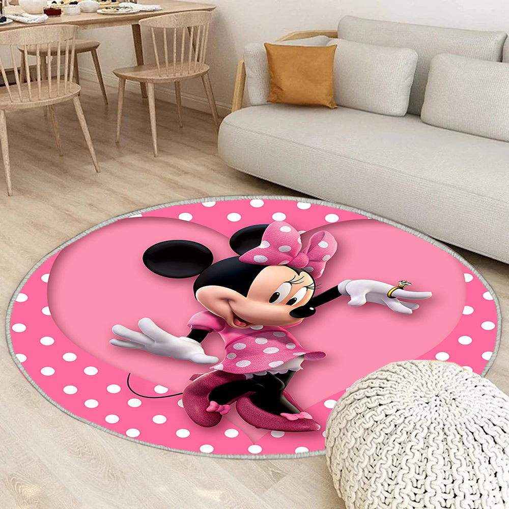 Hintergrund Rosa Minnie Maus Teppich Rund, Teppiche - Outdoor Teppich Rund, Teppich Wohnzimmer, Carpet, Rug