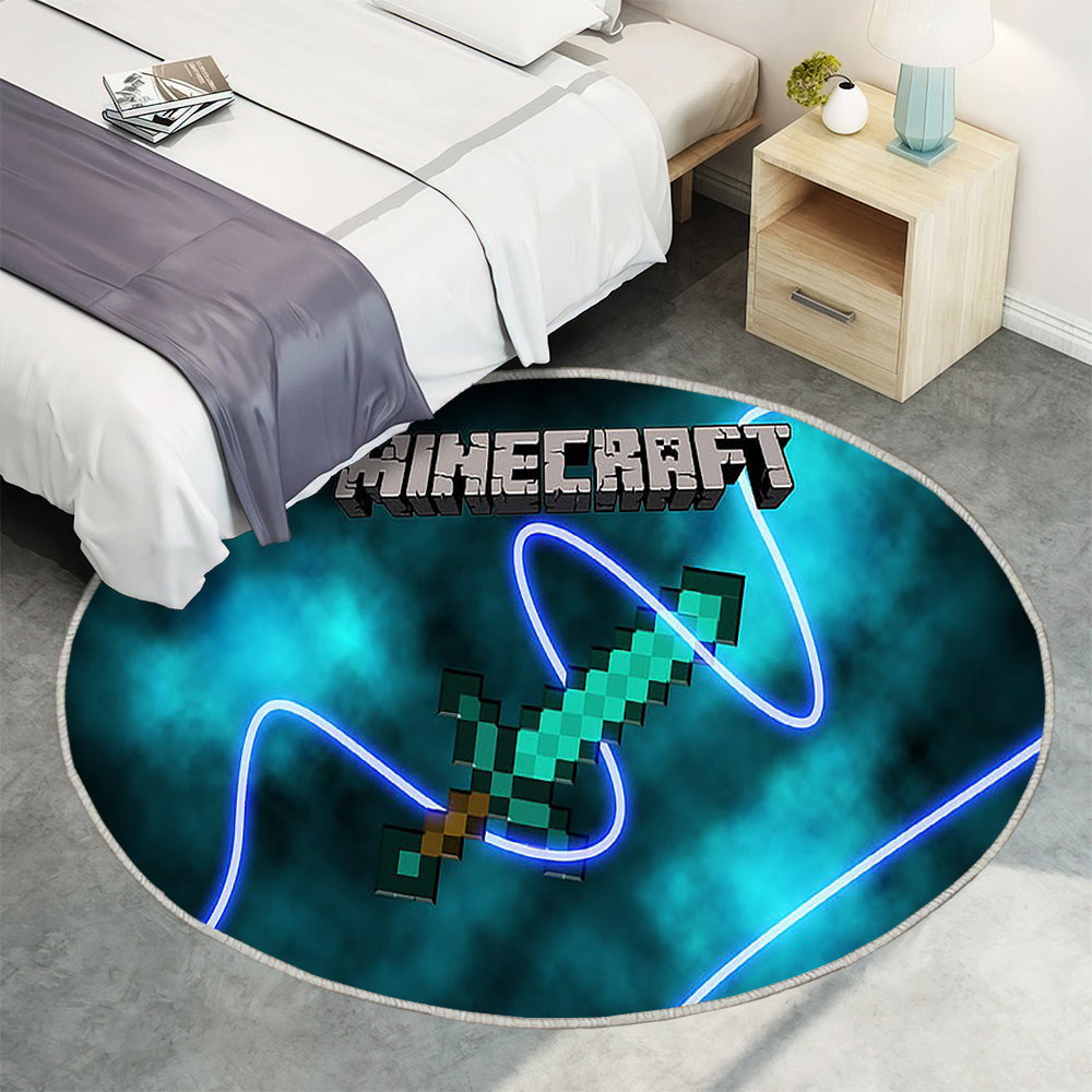Minecraft3 Teppich Rund, Teppiche - Minecraft Outdoor Teppich Rund, Spiele Teppich Wohnzimmer, Carpet, Rug