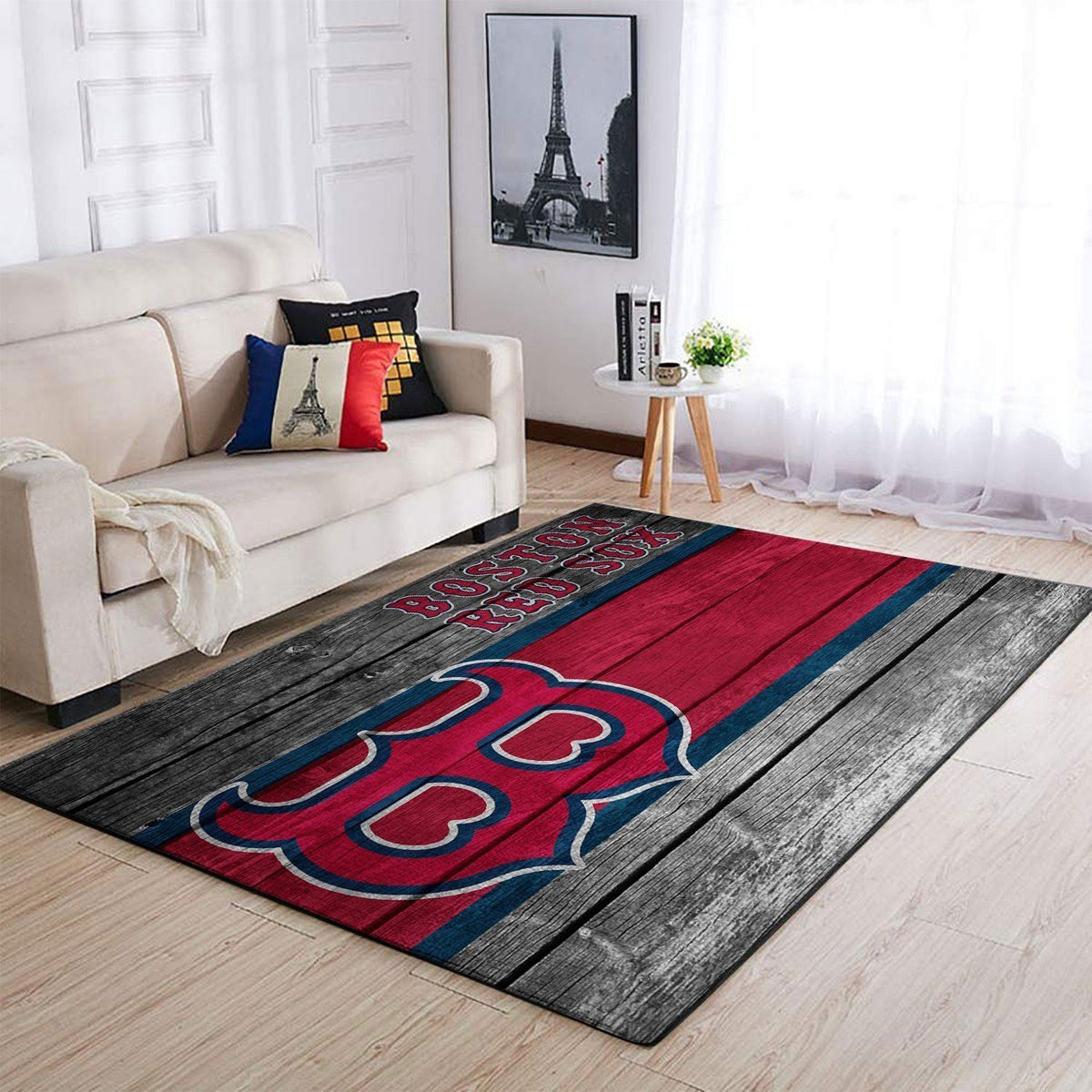 Boston Red Sox Mlb Team Logo Bereich Sport im Holzstil Teppich, Teppiche - Outdoor Teppich, Teppich Wohnzimmer, Küchenteppich, Kinderzimmer, Modern