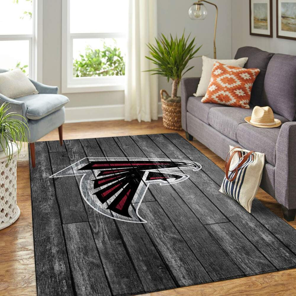 Atlanta Falcons Nfl Area Football Team Logo aus Holz Teppich, Teppiche - Outdoor Teppich, Teppich Wohnzimmer, Küchenteppich, Kinderzimmer, Modern