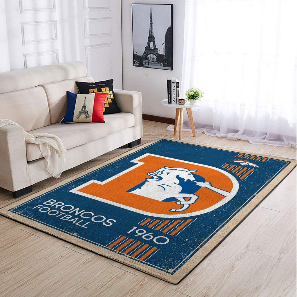 Team-Logo-Sport im Retro-Stil der Denver Broncos im Nfl-Bereich Teppich, Teppiche - Outdoor Teppich, Teppich Wohnzimmer, Küchenteppich, Kinderzimmer, Modern