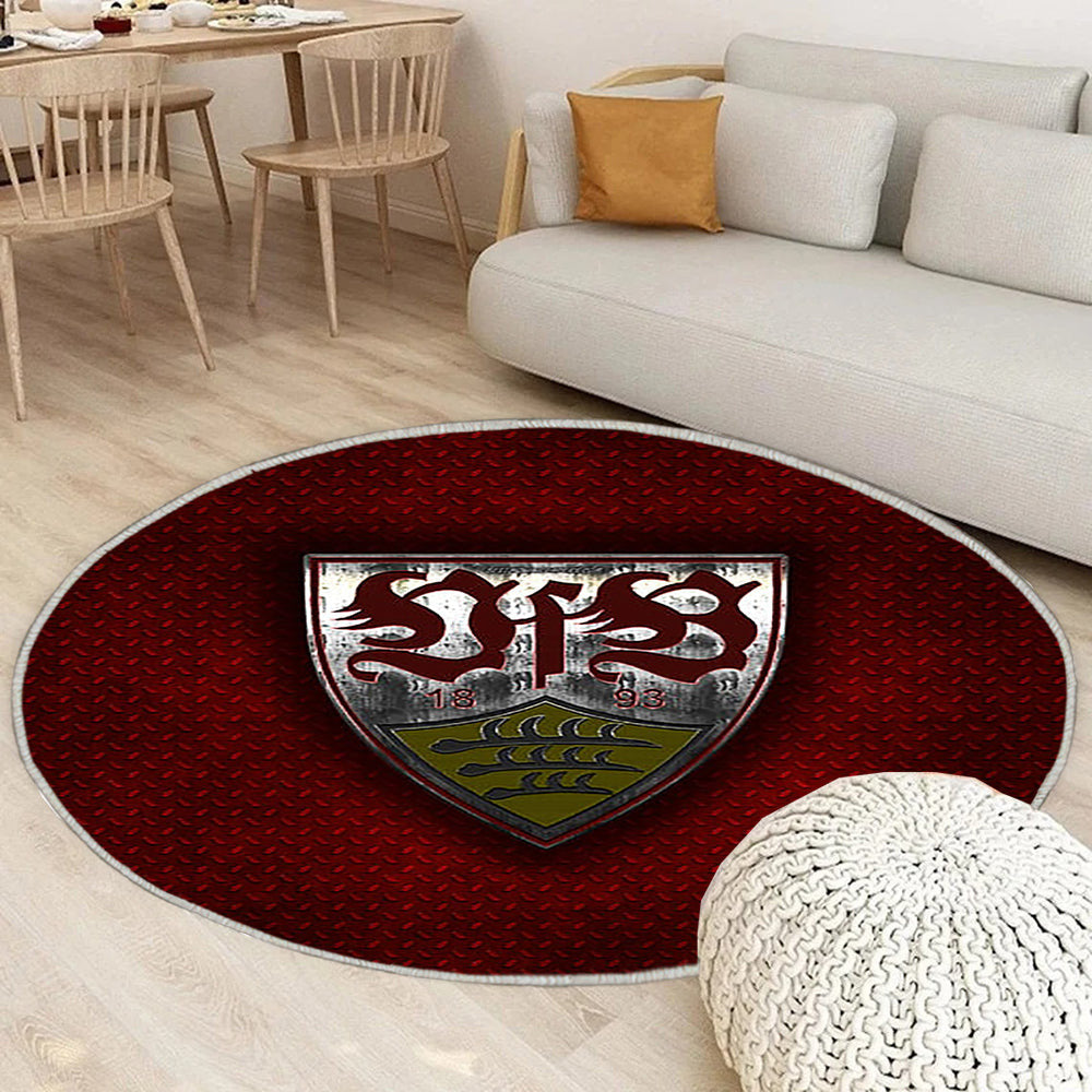 Vfb Stuttgart Teppich Rund, Teppiche - Deutscher Fußballverein Outdoor Teppich Rund, Roter Metalleffekt Teppich Wohnzimmer, Carpet, Rug