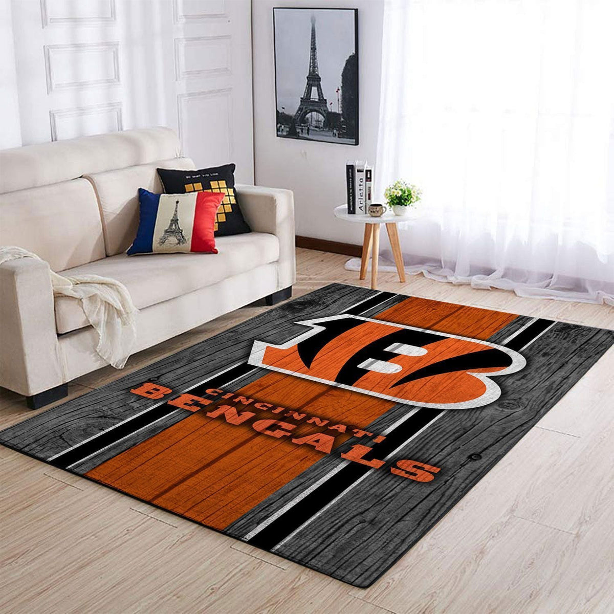 Cincinnati Bengals Nfl Area Football Team Logo im Holzstil Teppich, Teppiche - Outdoor Teppich, Teppich Wohnzimmer, Küchenteppich, Kinderzimmer, Modern