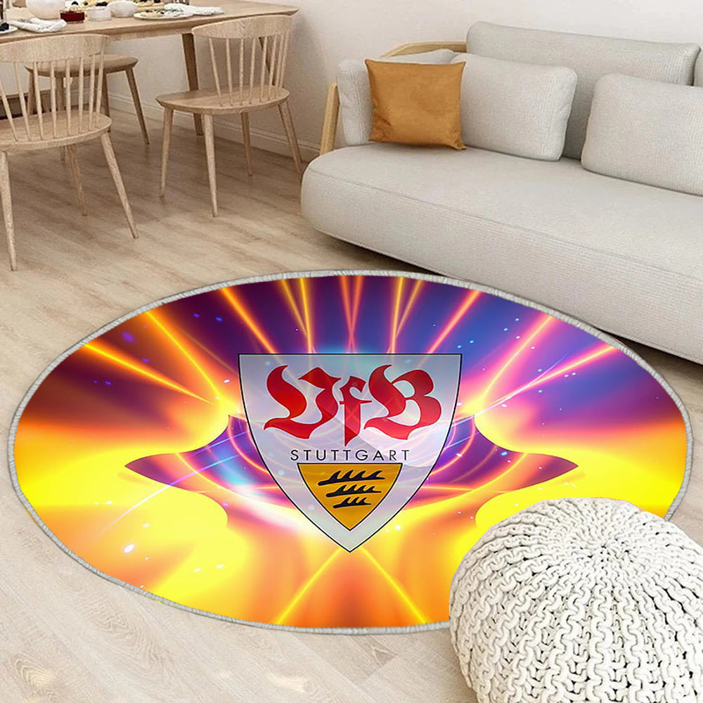 VfB Stuttgart 02 Feuer Teppich Rund, Teppiche - Outdoor Teppich Rund, Teppich Wohnzimmer, Carpet, Rug