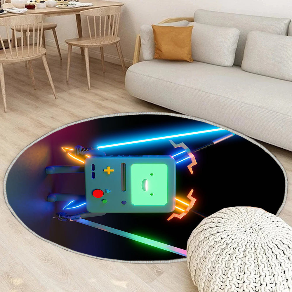 BMO Krieger Teppich Rund, Teppiche - Abenteuer Zeit Outdoor Teppich Rund, Roboter Teppich Wohnzimmer, Carpet, Rug