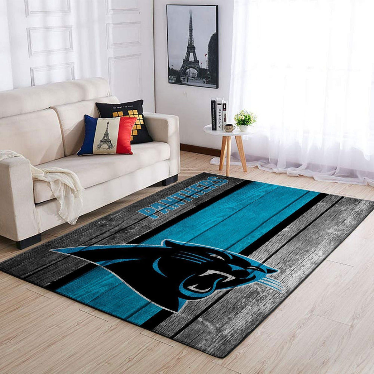 Carolina Panthers Nfl Team Logo Bereich Sport im Holzstil Teppich, Teppiche - Outdoor Teppich, Teppich Wohnzimmer, Küchenteppich, Kinderzimmer, Modern