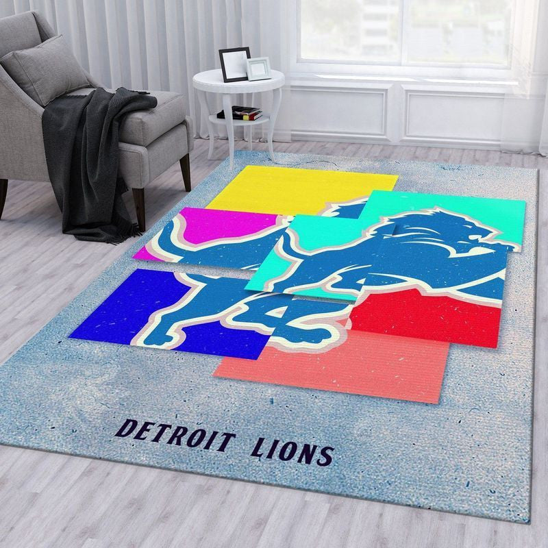 Detroit Lions Fußball NFL 6 Teppich, Teppiche - Outdoor Teppich, Teppich Wohnzimmer, Küchenteppich, Kinderzimmer, Modern