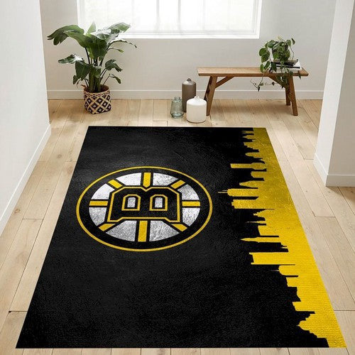 Boston Bruins Skyline Nfl Team Logo Schlafzimmer Etage D Teppich, Teppiche - Outdoor Teppich, Teppich Wohnzimmer, Küchenteppich, Kinderzimmer, Modern