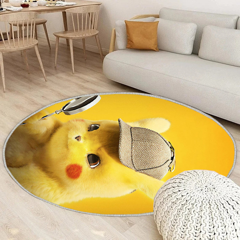 Pokémon Meisterdetektiv Pikachu Teppich Rund, Teppiche - Outdoor Teppich Rund, Teppich Wohnzimmer, Carpet, Rug