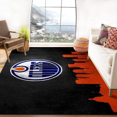 Edmonton Oilers Skyline Nfl Logo-Bereich für uns Teppich, Teppiche - Outdoor Teppich, Teppich Wohnzimmer, Küchenteppich, Kinderzimmer, Modern