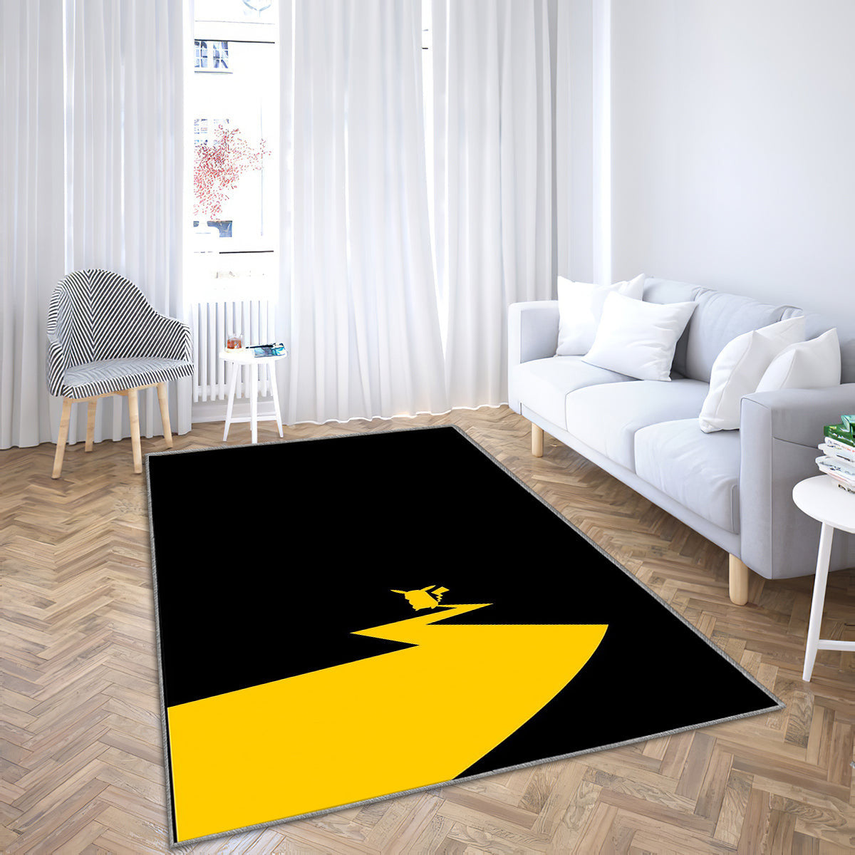 Pokémon Pikachu Teppich, Teppiche - amoliert Outdoor Teppich, Schwarz Teppich Wohnzimmer, Küchenteppich, Kinderzimmer, Modern