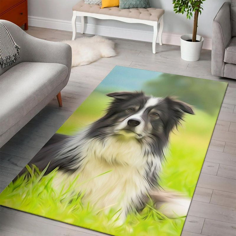 Border-Collie schwarz Teppich, Teppiche - Outdoor Teppich, Teppich Wohnzimmer, Küchenteppich, Kinderzimmer, Modern