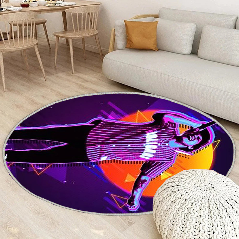 Bruno Mars' Poster von Meyers Oconnor Teppich Rund, Teppiche - Outdoor Teppich Rund, Teppich Wohnzimmer, Carpet, Rug