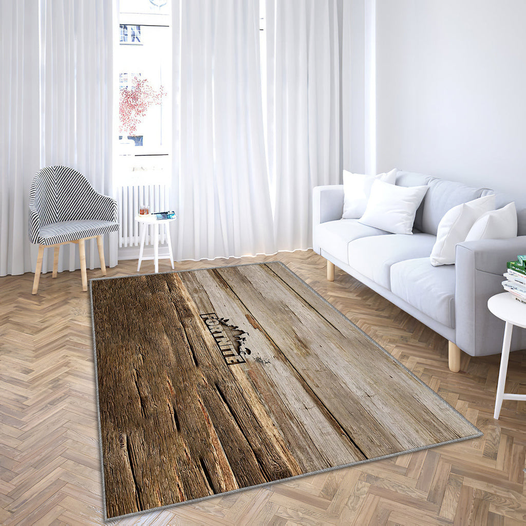 Fortnite Holzlogo Holzhintergründe Teppich, Teppiche - Spielemarken Outdoor Teppich, Fortnite Logo Teppich Wohnzimmer, Küchenteppich, Kinderzimmer, Modern
