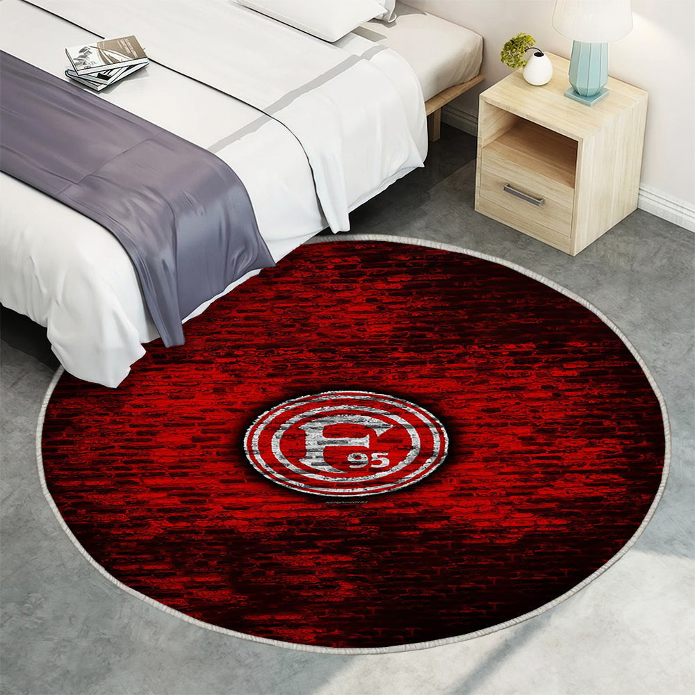 Fortuna Düsseldorf FC Teppich Rund, Teppiche - Logo Outdoor Teppich Rund, rote Backsteinmauer Teppich Wohnzimmer, Carpet, Rug