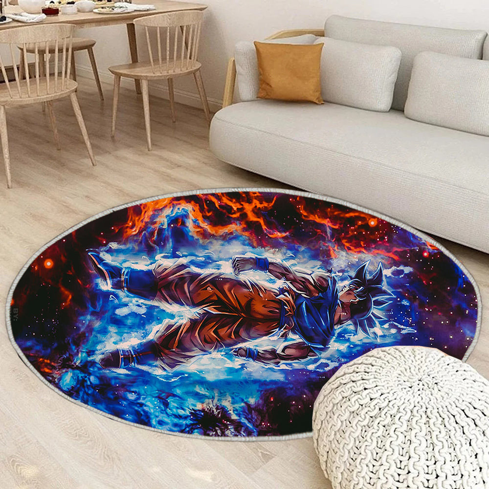 Goku (Ultra Instinkt) Teppich Rund, Teppiche - Dragon Ball super Outdoor Teppich Rund, Teppich Wohnzimmer, Carpet, Rug