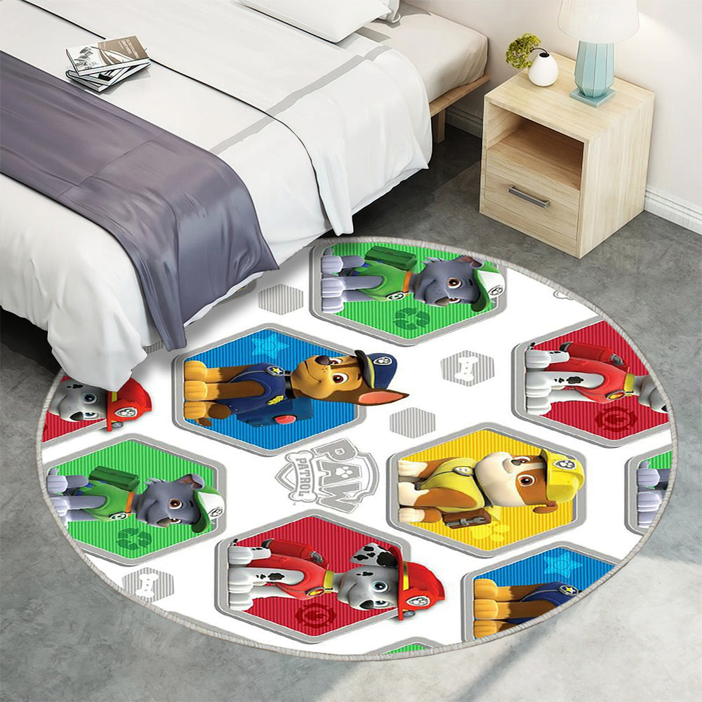 Mitglieder der PAW Patrouille Teppich Rund, Teppiche - Verfolgungsjagd Outdoor Teppich Rund, Everest Teppich Wohnzimmer, Carpet, Rug