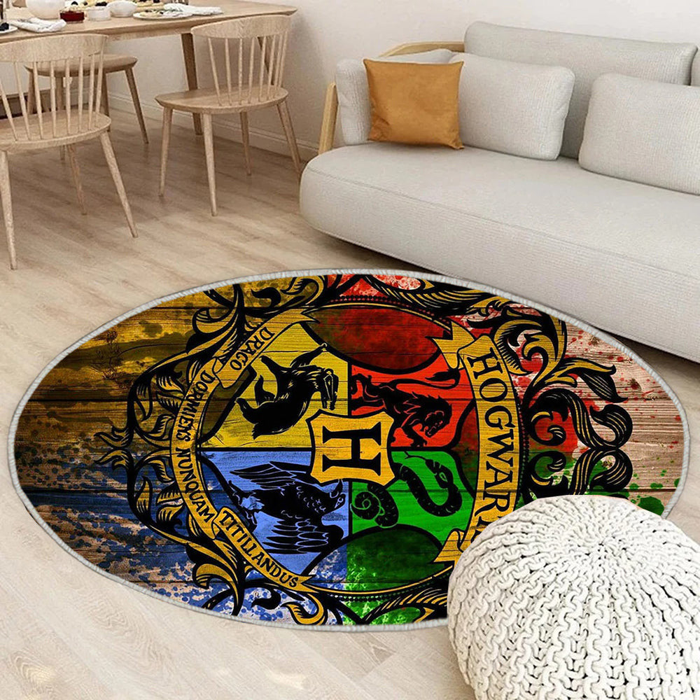 Harry Potter Teppich Rund, Teppiche - Häuser Outdoor Teppich Rund, Teppich Wohnzimmer, Carpet, Rug